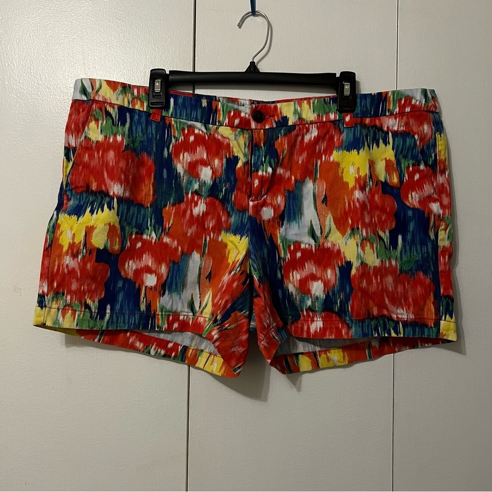 Bright Multi-Color Abstract Floral Merona 100% Cotton Shorts – Gently Used